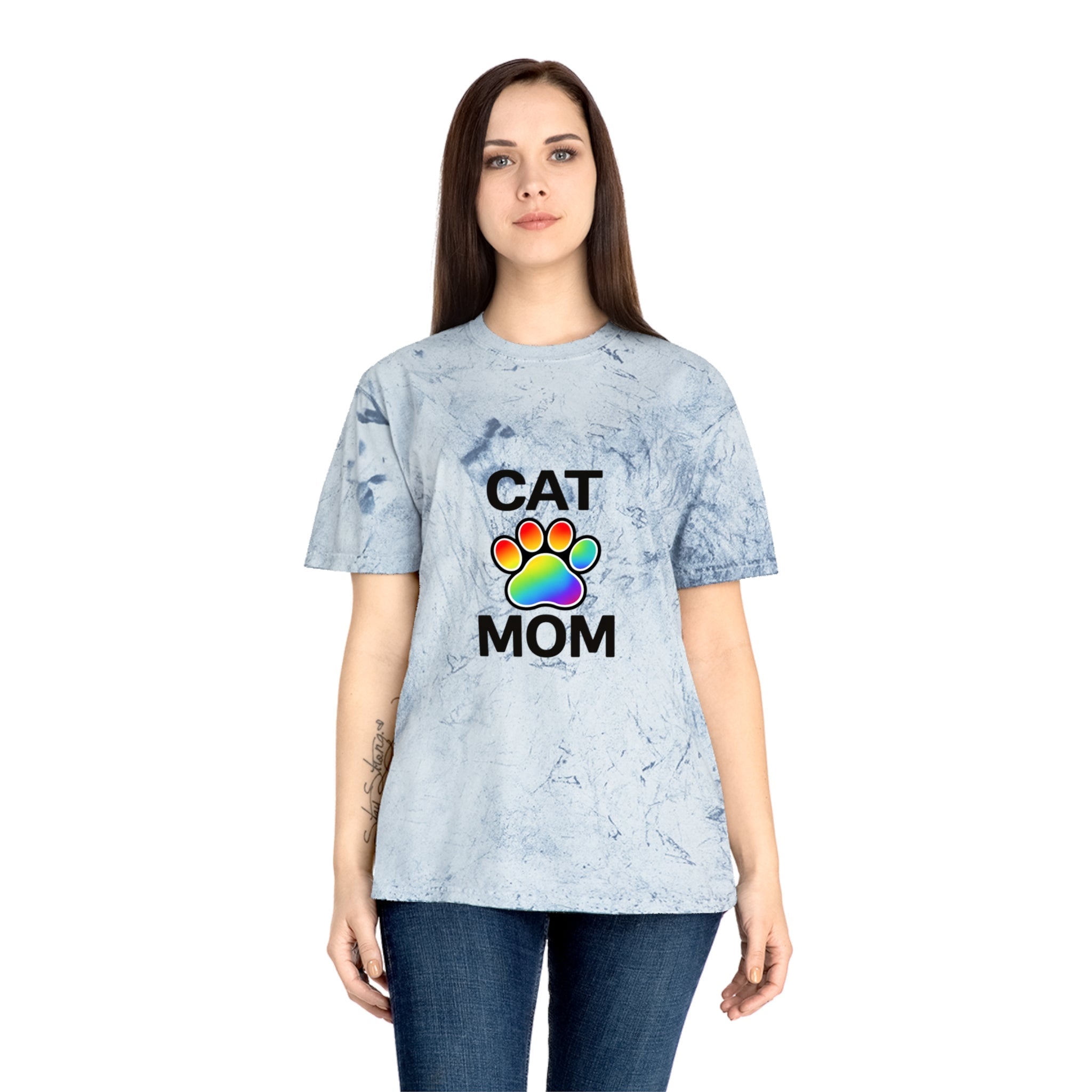 Pride Color Blast Cat Mom Tee Sizes Small - 3XL (4 Colors)