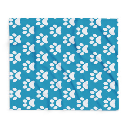 Cozy Paw Print Arctic Fleece Dog Blanket