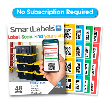 2 SmartLabels Original 48 Label Packs 96 Labels Total (Red, Green, Blue, Yellow) Scannable Stickers Adhesive Tabs QR Codes for Moving Storage Business Warehouse TikTok Exclusive