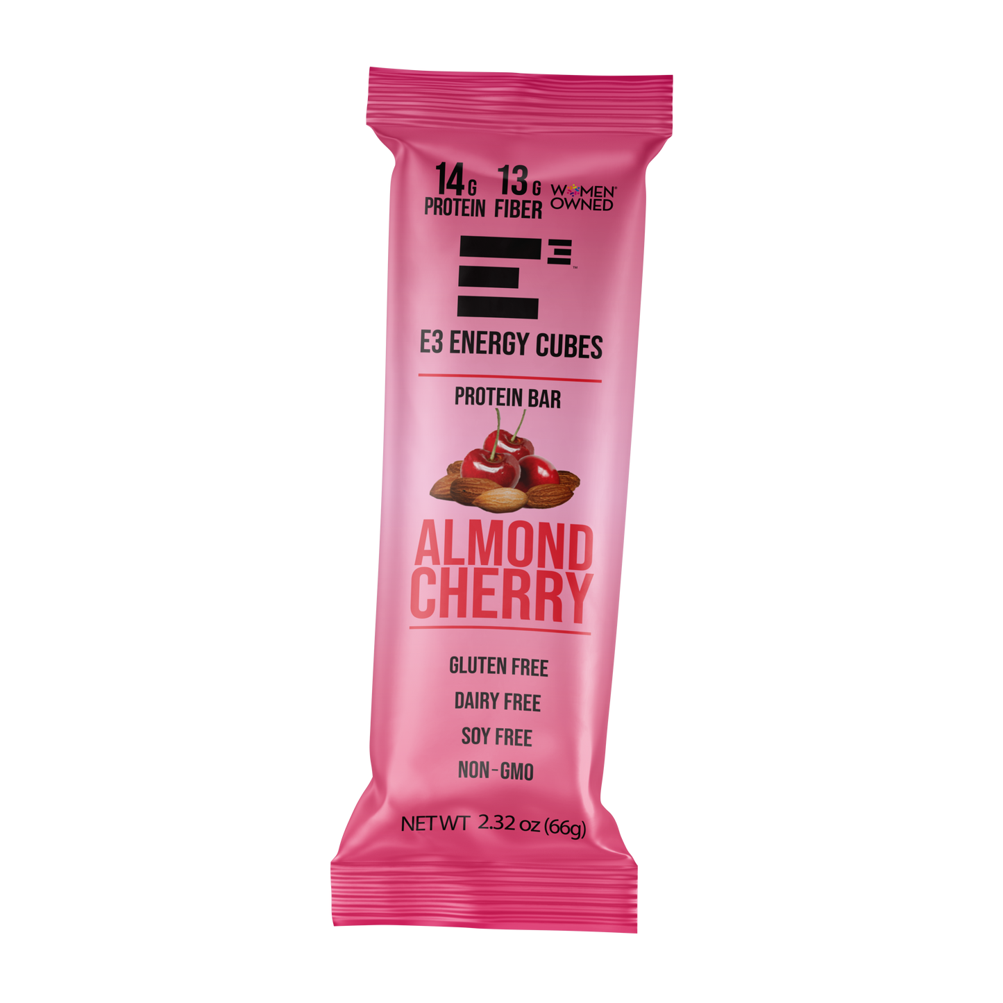 Almond Cherry E3 Energy Cubes | High-Fiber, All-Natural Protein Bars (12 bars)