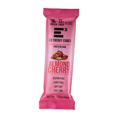 Almond Cherry E3 Energy Cubes | High-Fiber, All-Natural Protein Bars (12 bars)