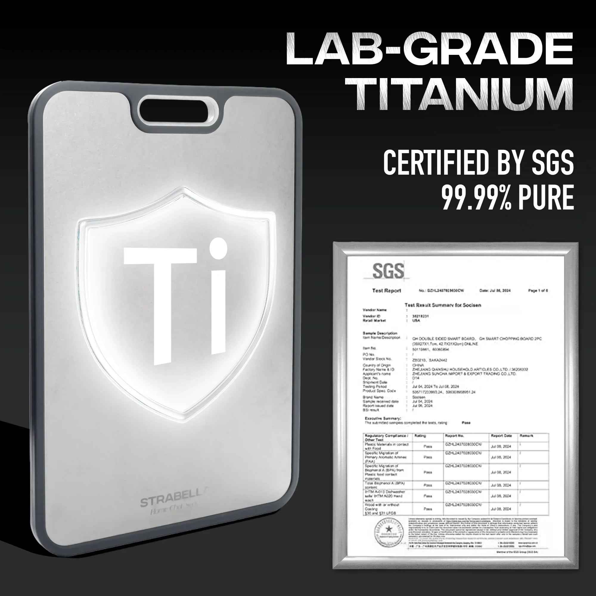 Strabella Titanium Cutting Board - Antibacterial and Scratch Resistant Holiday Gift Set