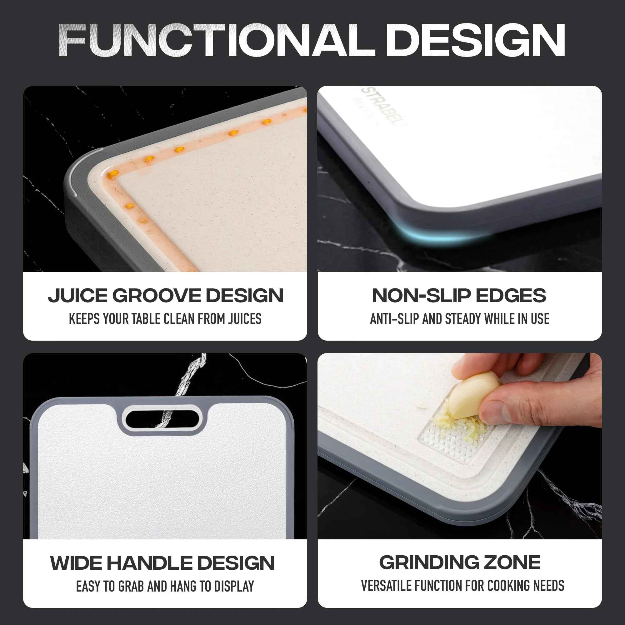 Strabella Titanium Cutting Board - Antibacterial and Scratch Resistant Holiday Gift Set