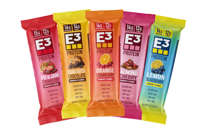 5 Flavor Variety Pack - E3 Energy Cubes | High-Fiber, All-Natural Protein Bars (12 bars)