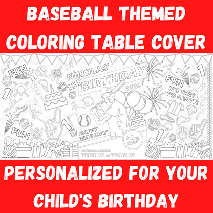 Baseball Birthday Coloring Tablecloth