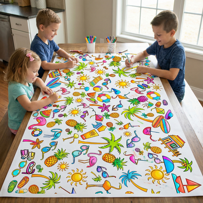 Beach Coloring Tablecloth