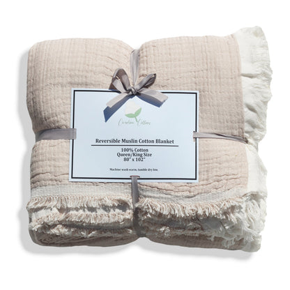 100% Cotton Reversible Muslin Coverlet 80" x 102"