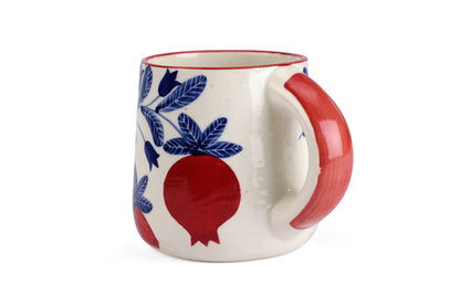 Red Anaar Floral Coffee Mug | Handpainted Ceramic (Set of 2)