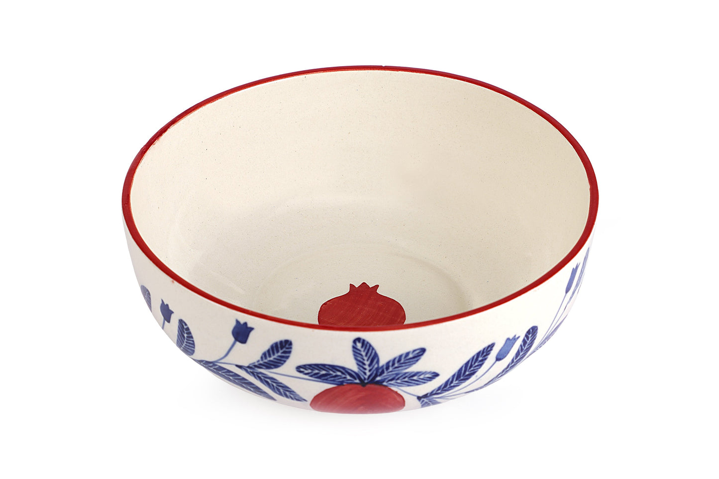 Indian Anaar Handpainted Ceramic Bowl – Red, 2.5x7 Inch