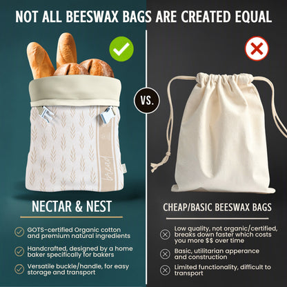 Reusable Beeswax Bread Bags for Homemade Bread & Sourdough