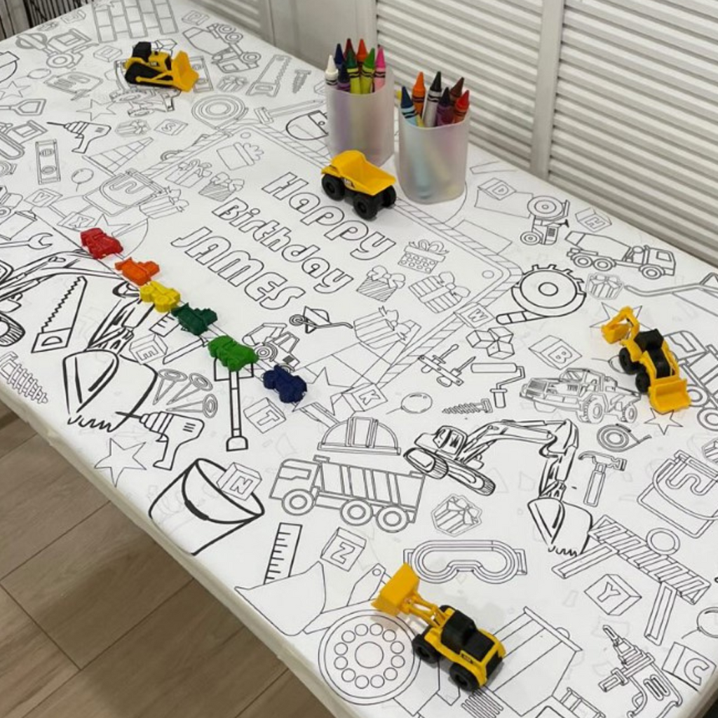 Construction Coloring Tablecloth