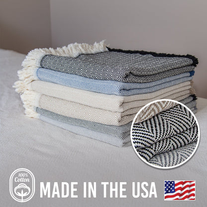 100% Cotton Patterned (Large) Throw Blankets - 58" x 62"