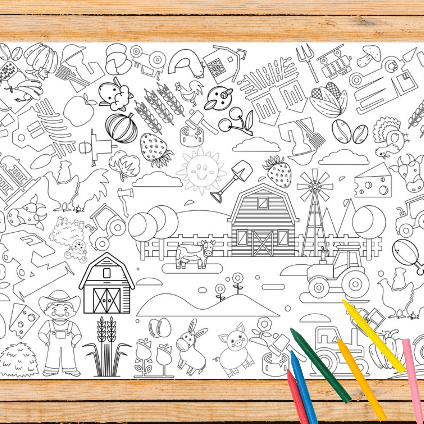 Farm Coloring Tablecloth