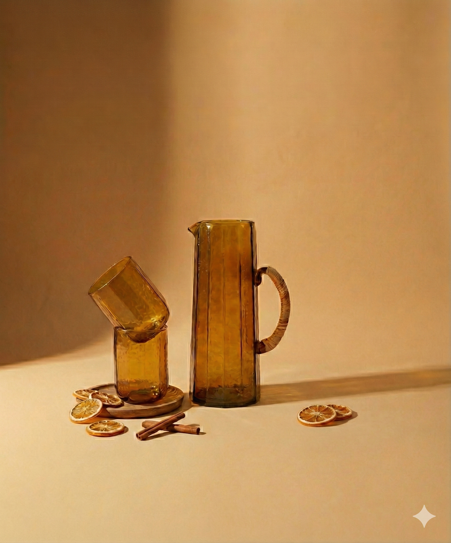 Brown Hammered Water Pitcher | Handcrafted Glass