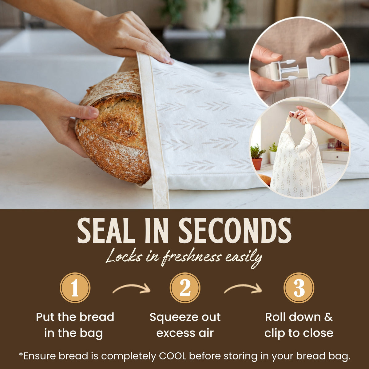 Reusable Beeswax Bread Bags for Homemade Bread & Sourdough