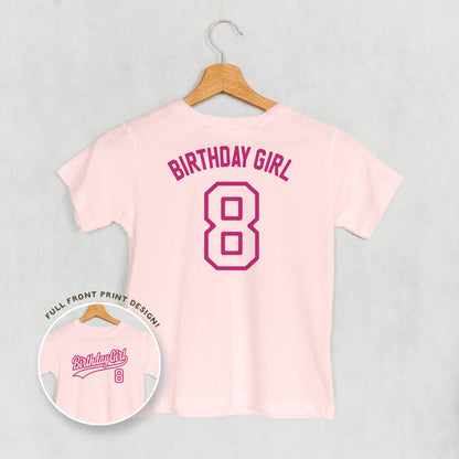 Birthday Girl Varsity #8 (Kids Back Print)