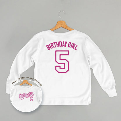 Birthday Girl Varsity #5 (Kids Back Print)