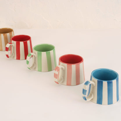 Ceramic Green Stripe  Coffee cup- 220ml
