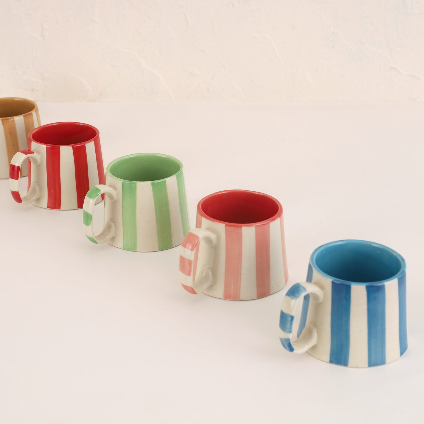 Ceramic Red Stripe Coffee cup - 3.5x2.5 Inches ,7.5oz