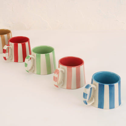 Ceramic Red Stripe Coffee cup - 3.5x2.5 Inches ,7.5oz
