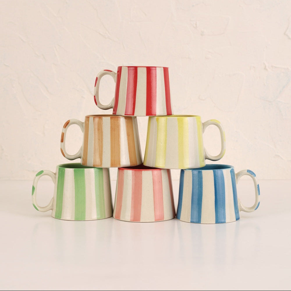 Ceramic Green Stripe  Coffee cup- 220ml