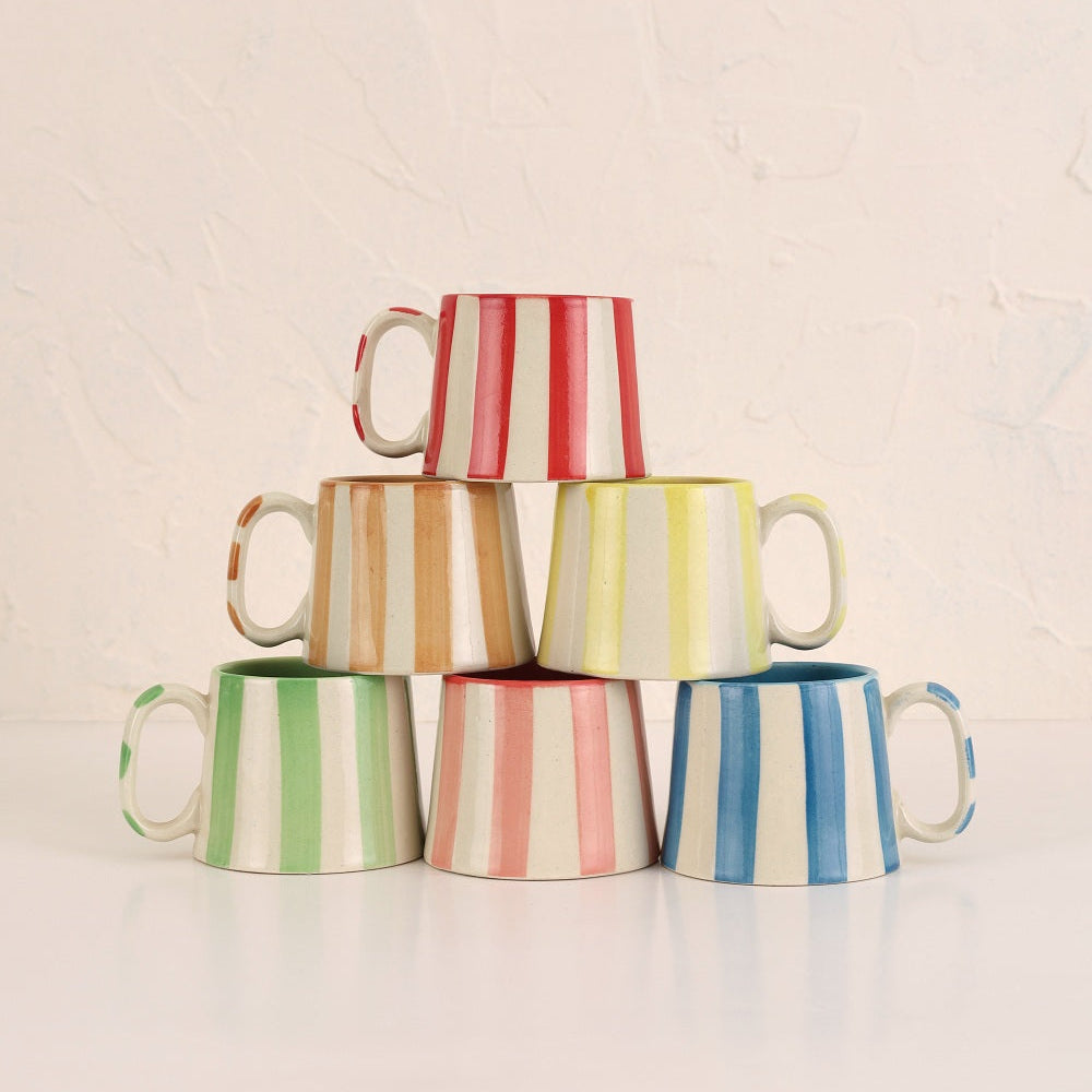 Ceramic Pink Stripe  Coffee cup- 220ml
