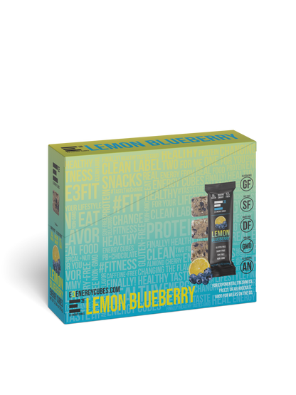 Lemon Blueberry E3 Energy Cubes | High-Fiber, All-Natural Protein Bars (12 bars)