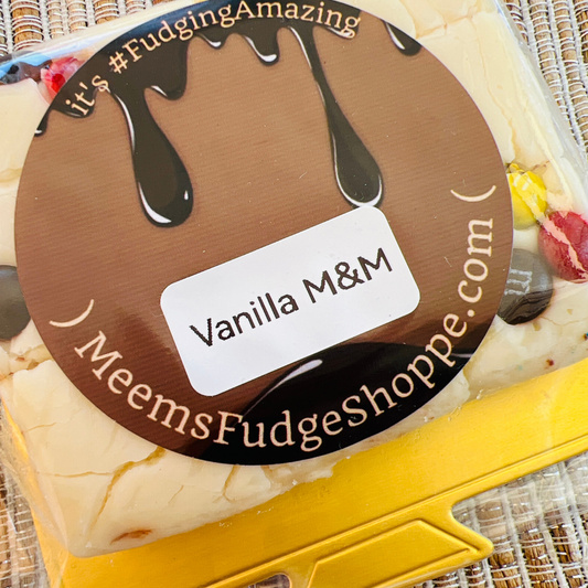 Handmade Vanilla Fudge with M&Ms | Meem's Fudge Shoppe