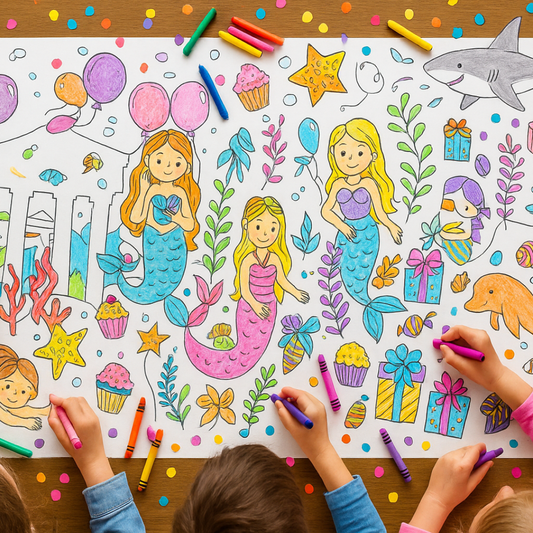 Mermaid Coloring Tablecloth