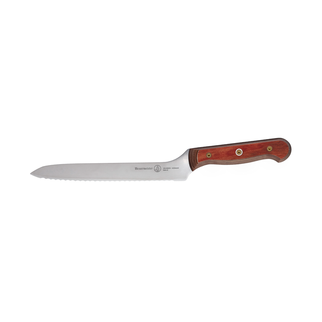 Custom Red Scalloped Offset Knife - 8"