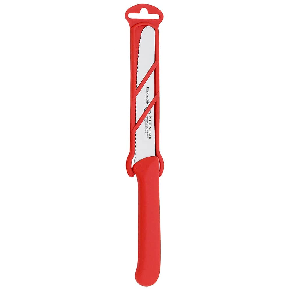 Red Serrated Tomato Knife with Matching Sheath - 4.5"