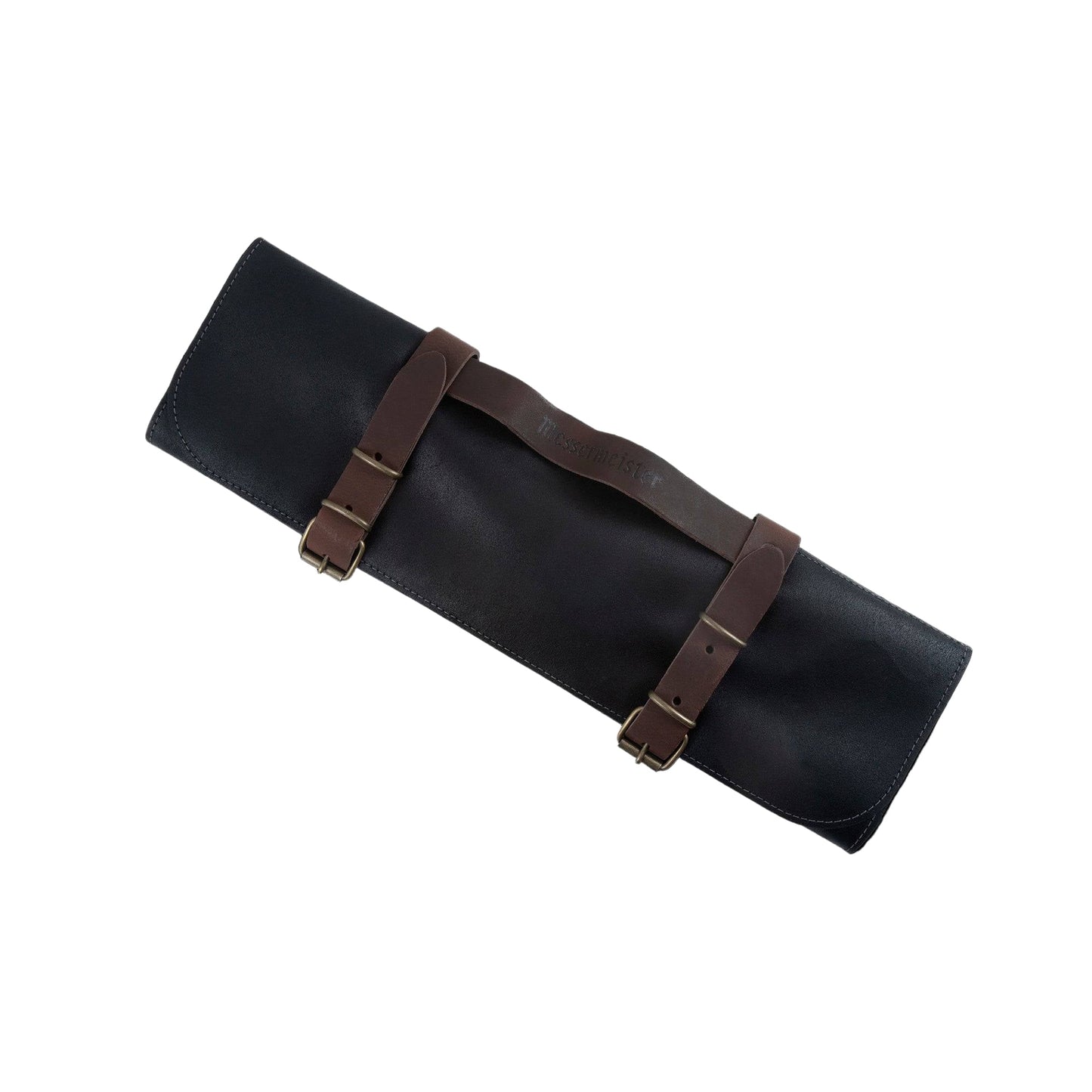 Vintage Leather Black Knife Roll - 7 Pocket