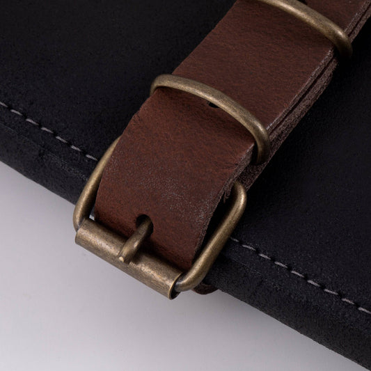 Vintage Leather Black Knife Roll - 7 Pocket