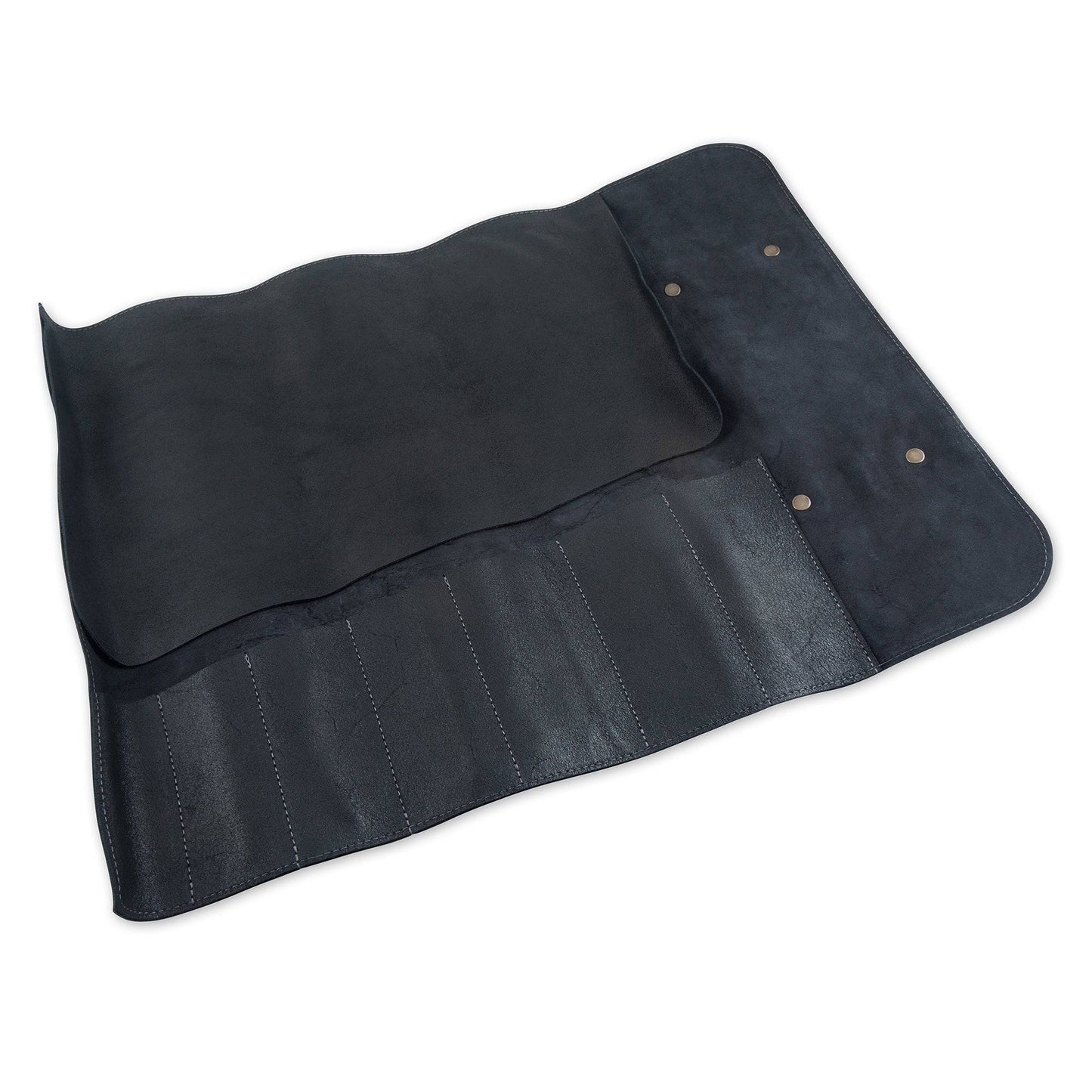 Vintage Leather Black Knife Roll - 7 Pocket