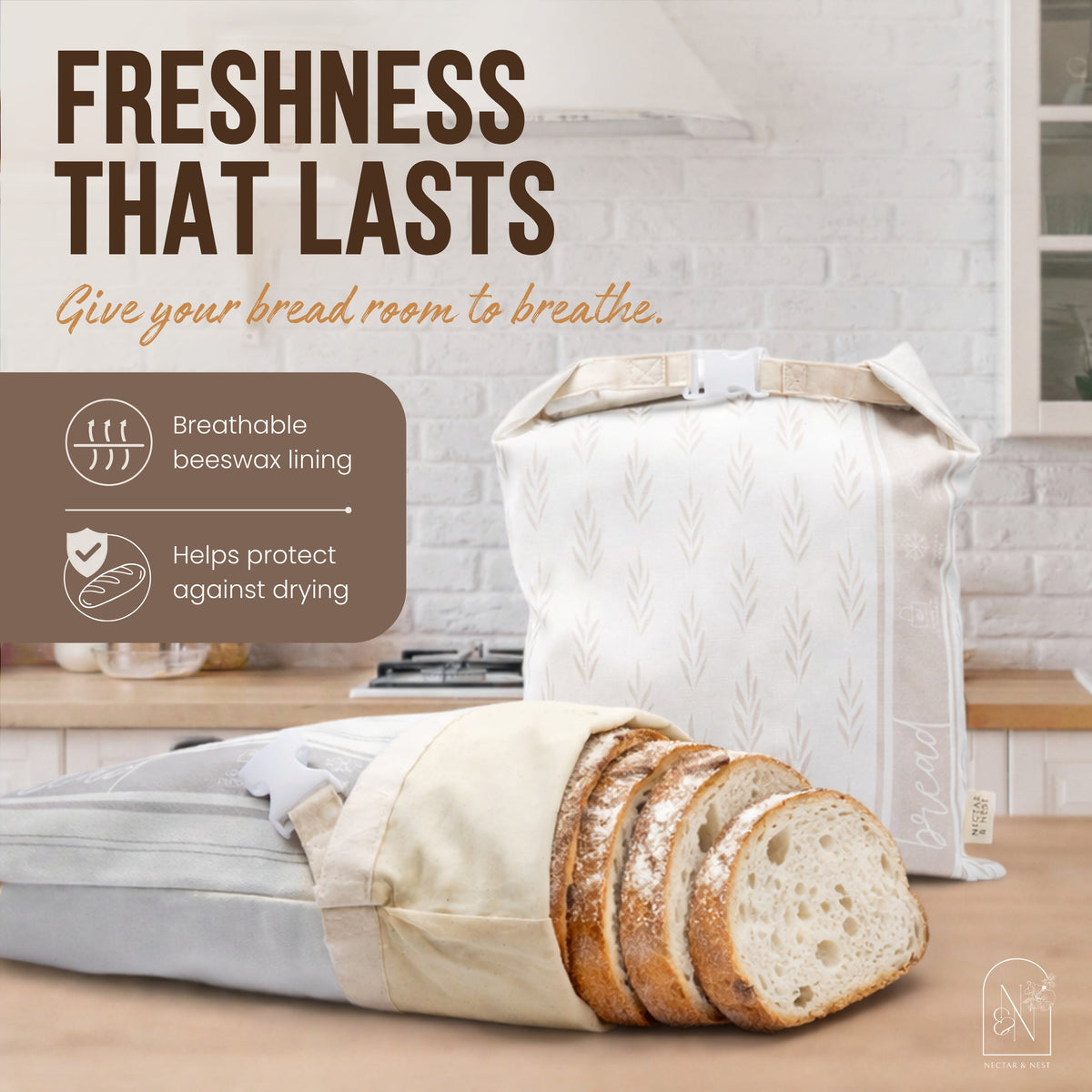 Reusable Beeswax Bread Bags for Homemade Bread & Sourdough