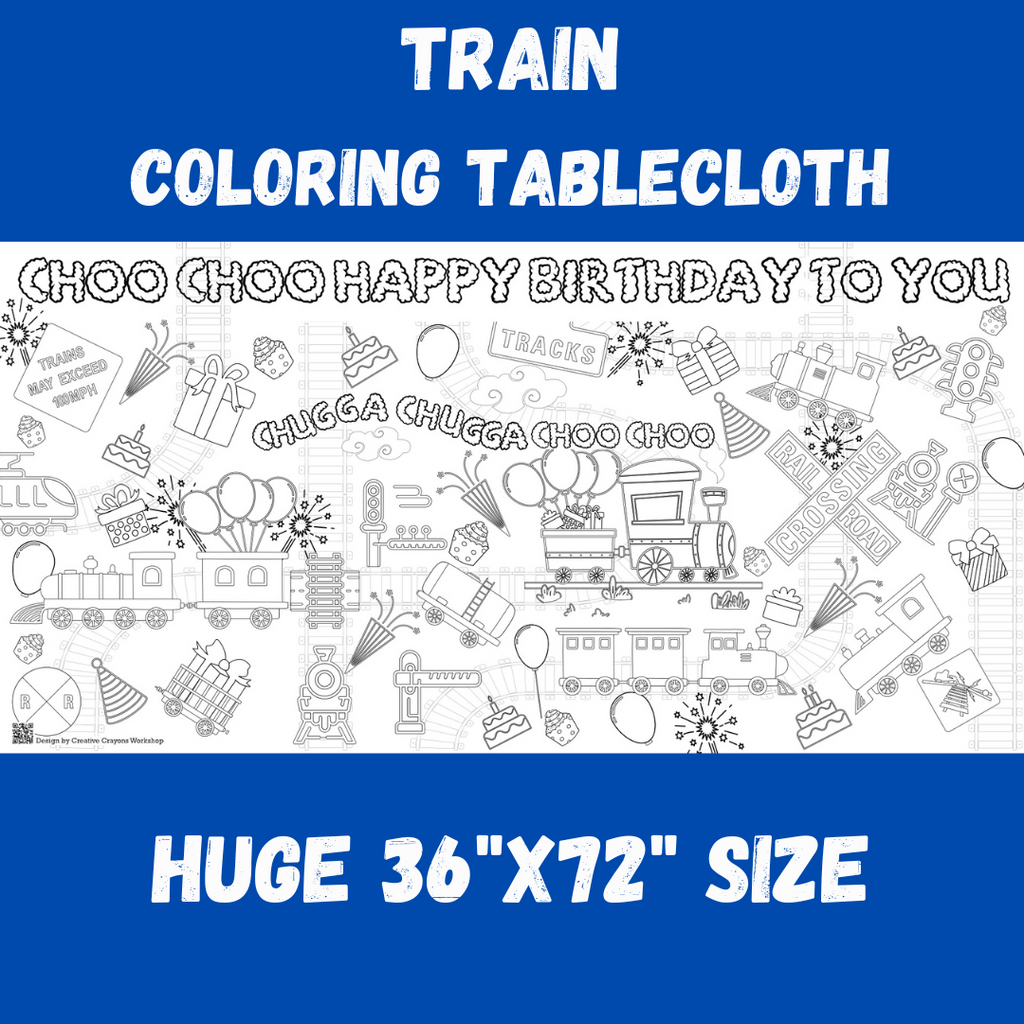 Train Birthday Coloring Tablecloth