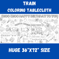 Train Birthday Coloring Tablecloth