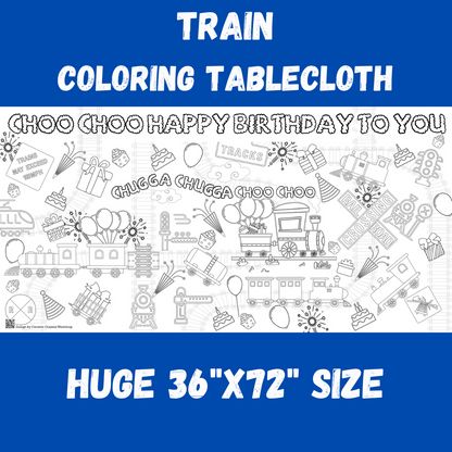 Train Birthday Coloring Tablecloth
