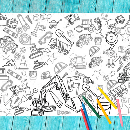 Construction Coloring Tablecloth