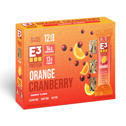 Orange Cranberry E3 Energy Cubes | High-Fiber, All-Natural Protein Bars (12 bars)