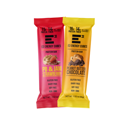Peanut Butter Lovers Pack - E3 Energy Cubes | High-Fiber, All-Natural Protein Bars (12 bars)