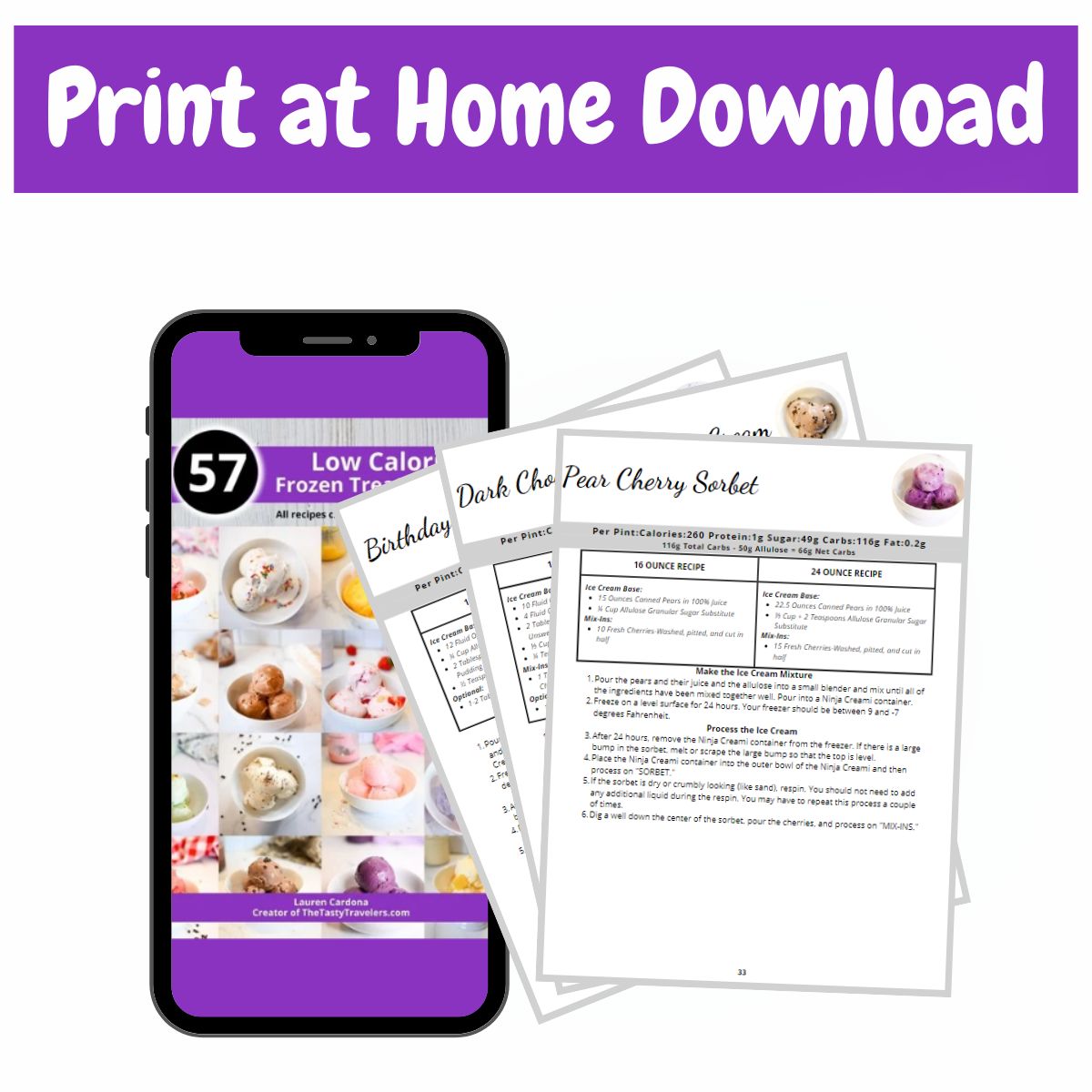 57 Low Calorie Ninja Creami Recipes-Print at Home Download