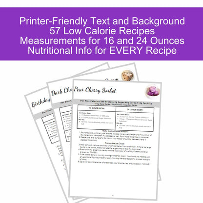 57 Low Calorie Ninja Creami Recipes-Print at Home Download