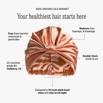Organic Silk Hair Bonnet Peachy Coral