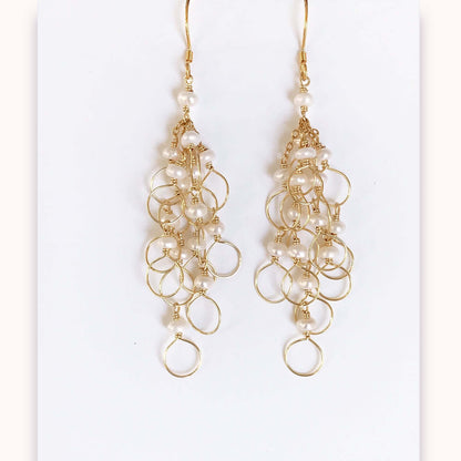 Champagne Quartz Gold Chain Loop Earrings