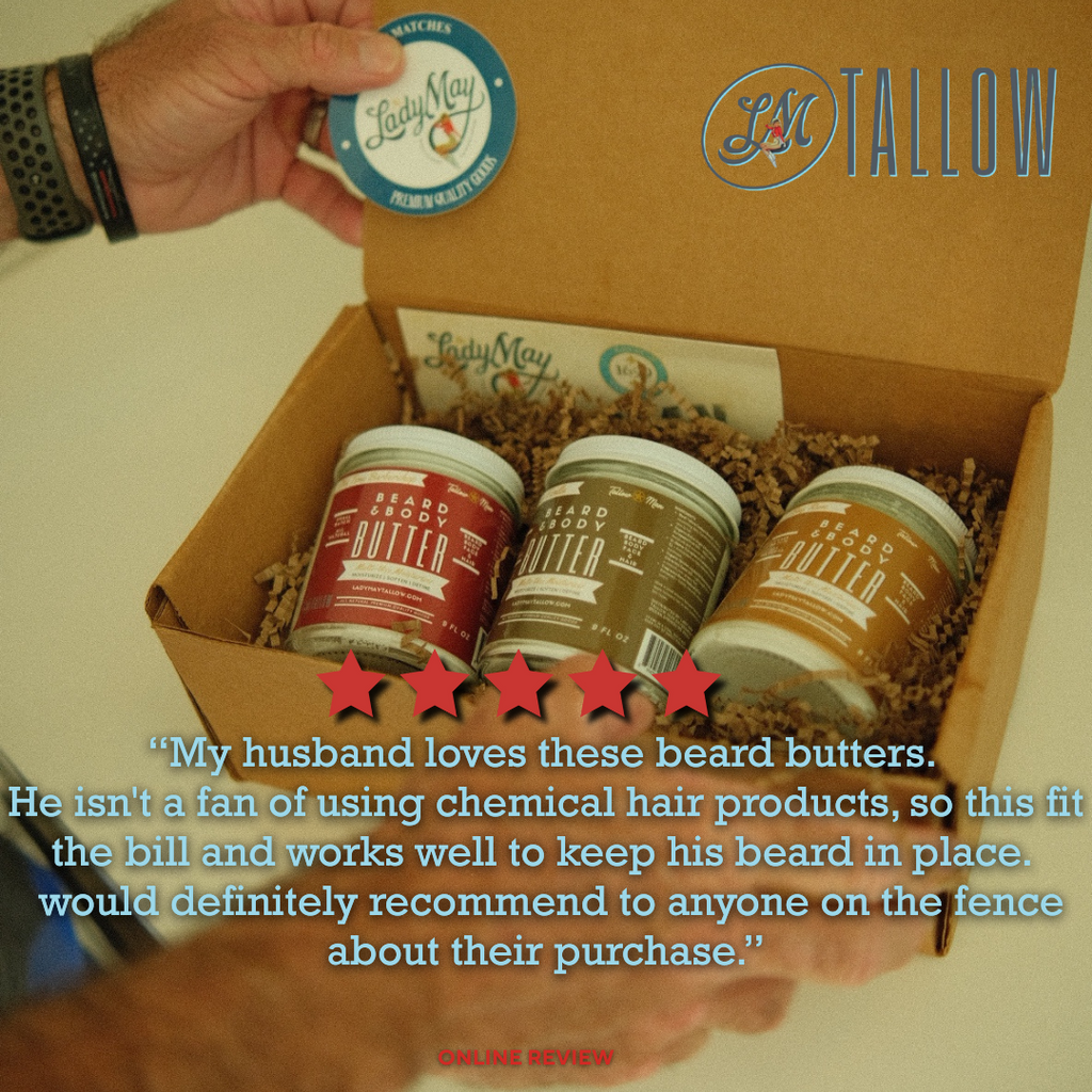 Tallow Man Tobacco Vanilla Beard + Body Butter | Men's Grooming | Grass-Fed Tallow | 9oz