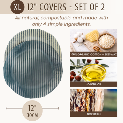 Reusable Beeswax Bowl Covers for Bread Proofing, XL-12"