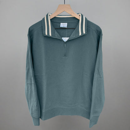Still Water/Tapioca Stripe Quarter Zip Pullover