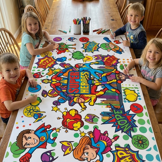 Super Hero Coloring Tablecloth