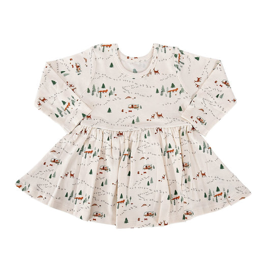 long sleeve twirl dress | into the woods